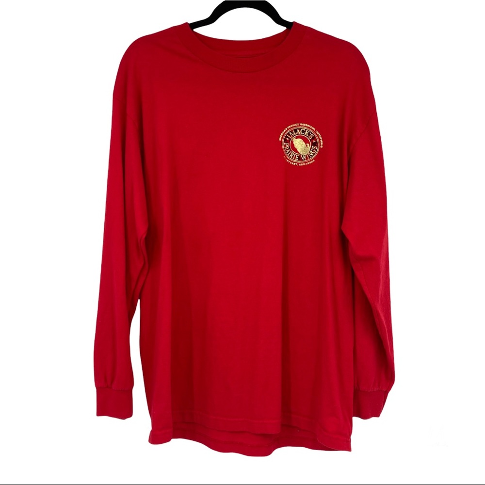 Mack’s Prairie Wings Red and Leopard Long Sleeve Tee Women’s Large